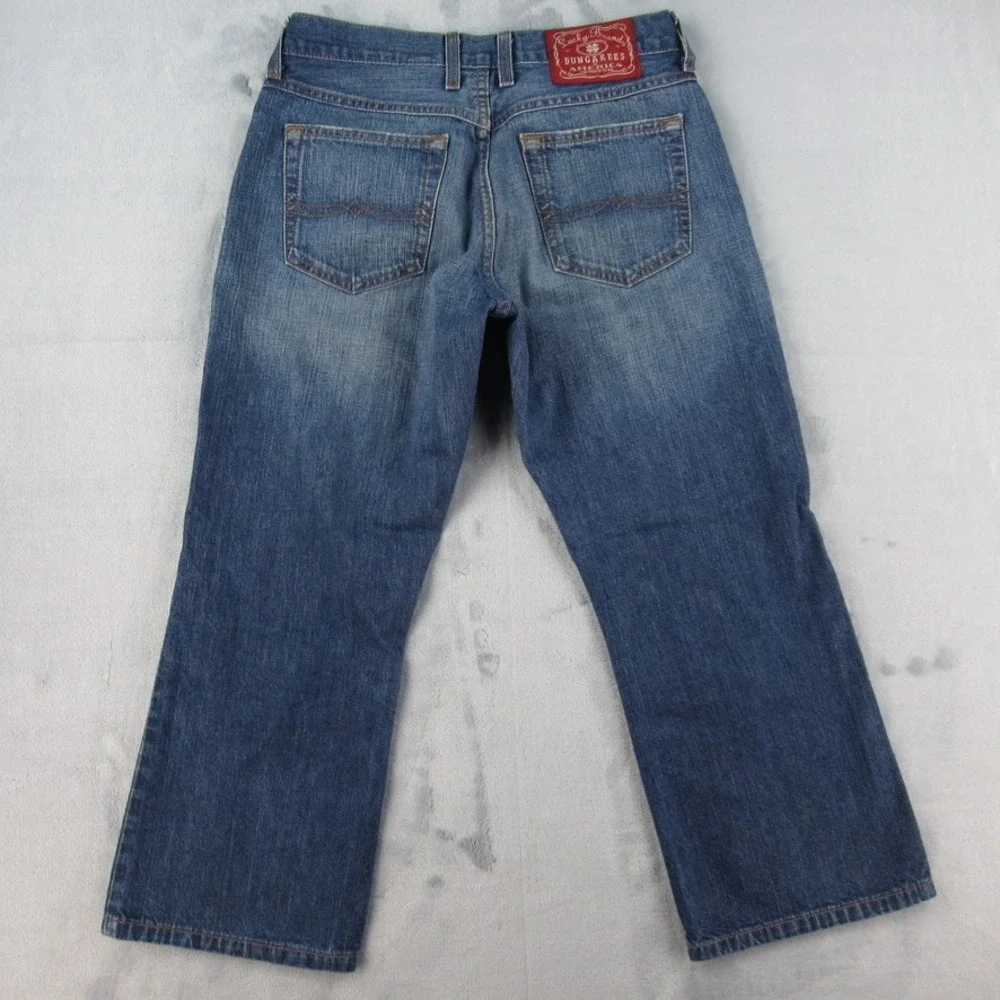 Lucky Brand Dungarees Classic Fit Crop Jeans Blue Denim 8AF9010-08N Mens Size 27